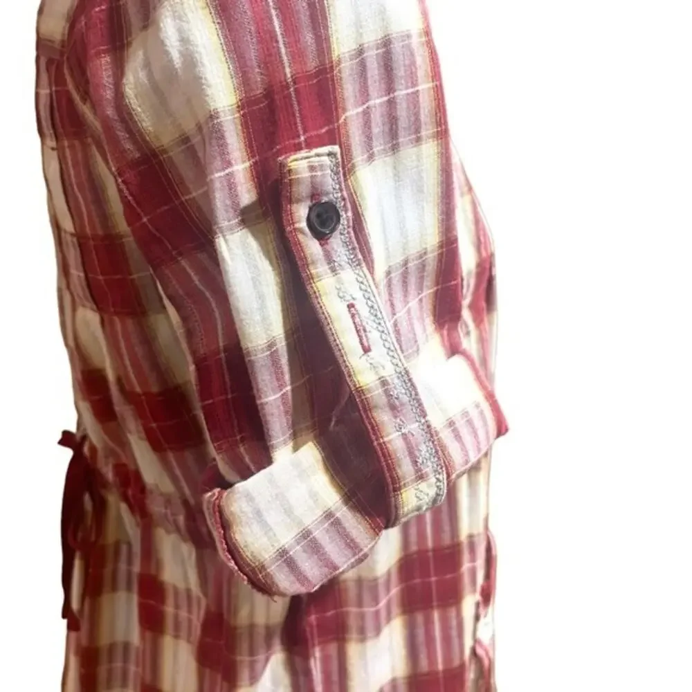 Free People Plaid Matador Tunic Top with Pockets 0